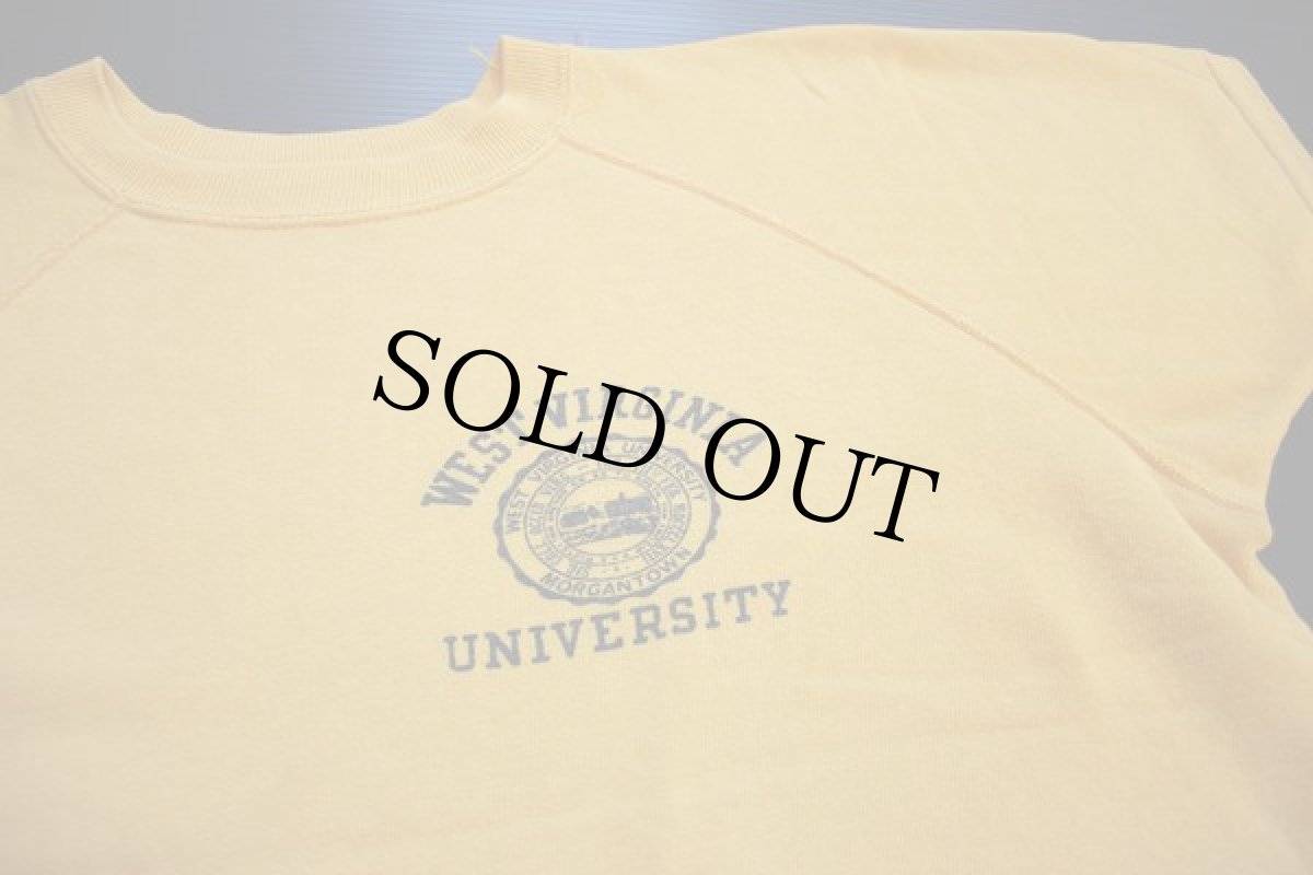 画像2: 70s USA製 Championチャンピオン 染み込みプリント 半袖スウェット 黄 L (2)