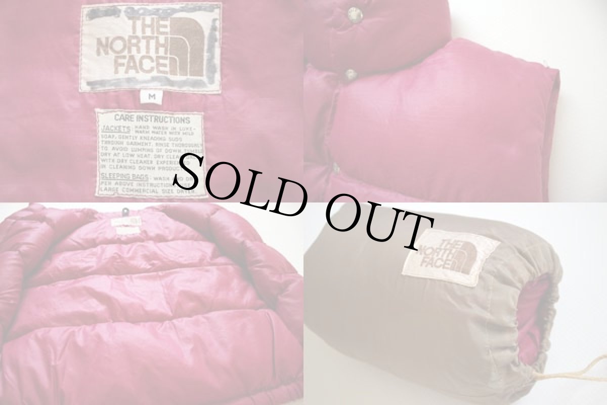 画像3: 70s THE NORTH FACEノースフェイス 茶タグ ダウンベスト 赤紫 M (3)