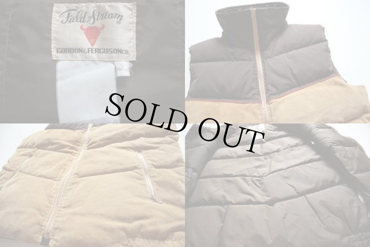 画像3: 80s Field&Stream GORDON&FERGUSON ツートン ヨーク切り替え コーデュロイ ダウンベスト 茶 (3)