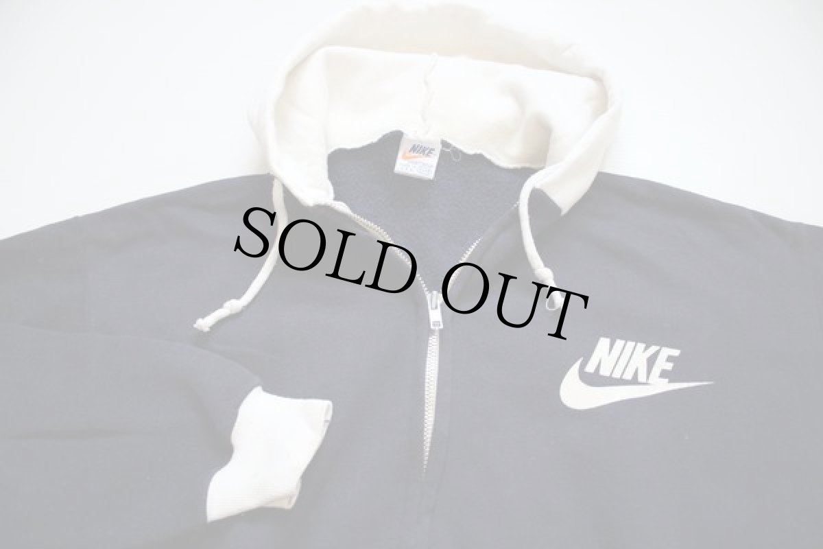 画像2: 70s USA製 NIKEナイキ ツートン 切り替え スウェット ジップパーカー 紺×白 XL (2)