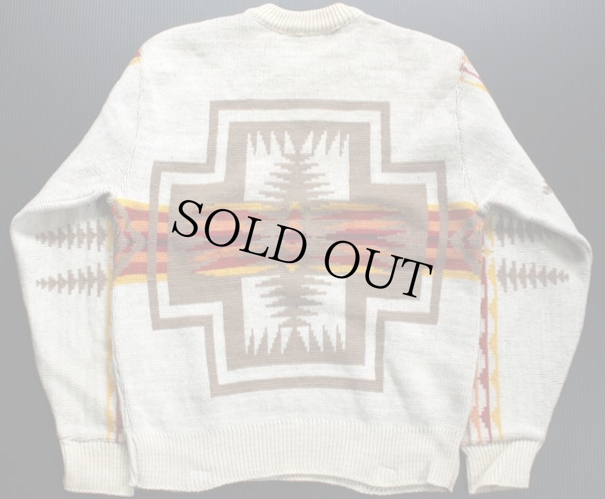 画像2: 70s PENDLETONペンドルトン チーフジョセフ ネイティブ柄 ジャガード ウールニット セーターM (2)