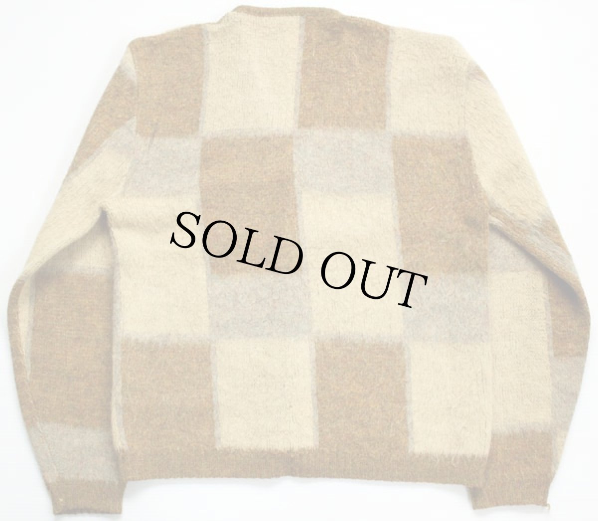 画像2: 60s UNKNOWN クレイジー パネル切り替え モヘヤ ニット カーディガン (2)