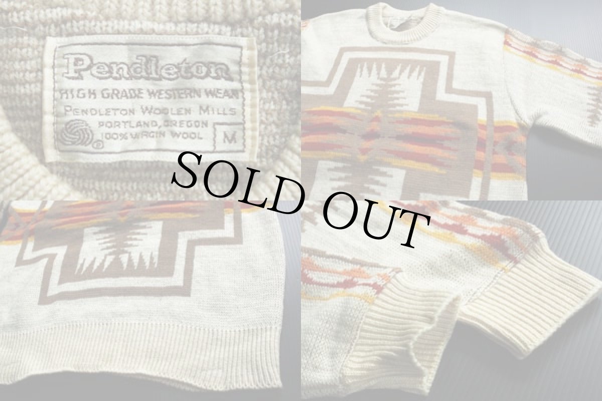 画像3: 70s PENDLETONペンドルトン チーフジョセフ ネイティブ柄 ジャガード ウールニット セーターM (3)