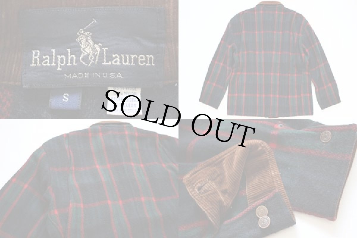 画像3: 80s USA製 ポロ ラルフローレン タータンチェック ウール カバーオール S (3)