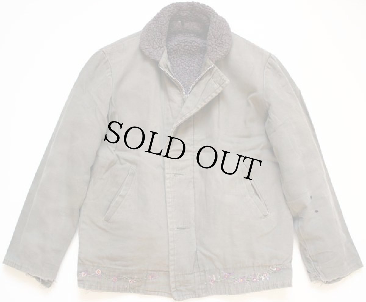 画像2: 60s 民間 N-1タイプ 刺繍入り ボアライナー デッキジャケット オリーブドラブ (2)