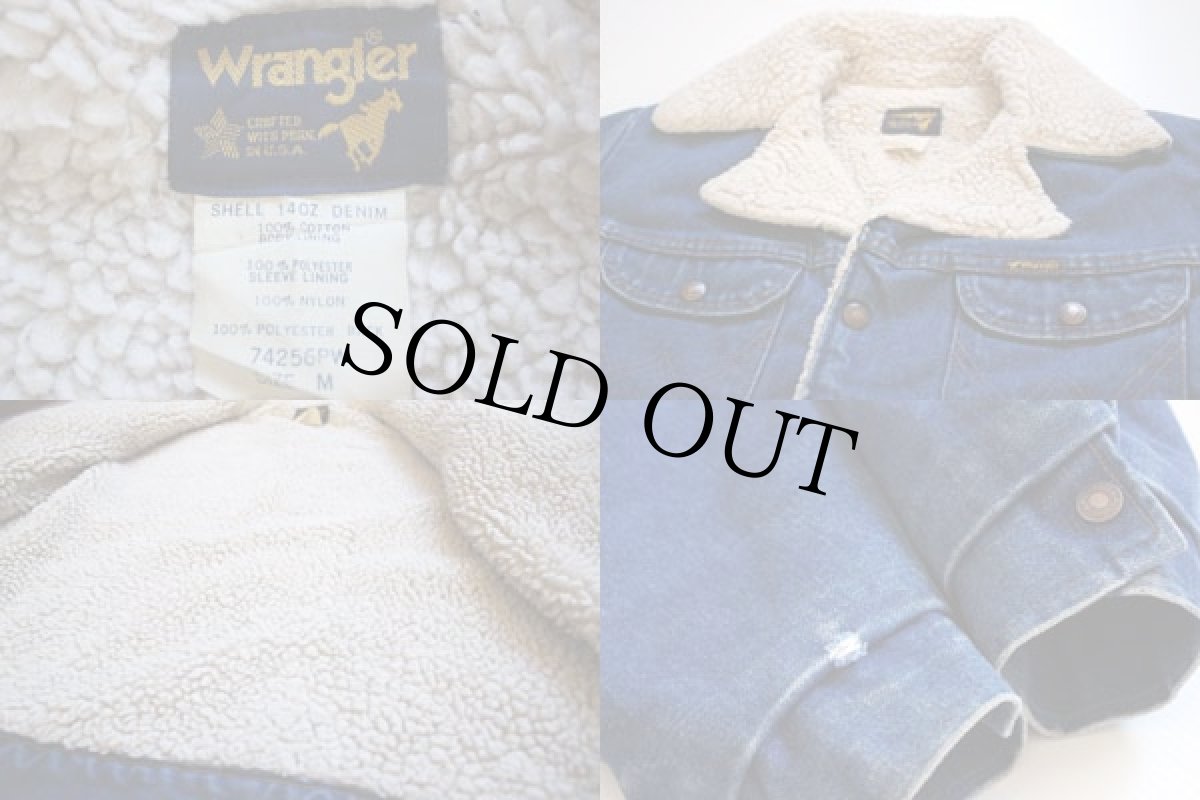 画像3: 80s USA製 Wranglerラングラー ボアライナー デニム ランチコート (3)