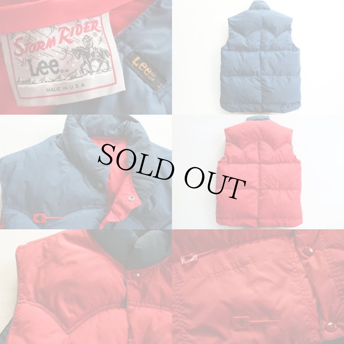 画像3: 70's Leeリー STORM RIDER ダウンベスト 赤×紺 (3)