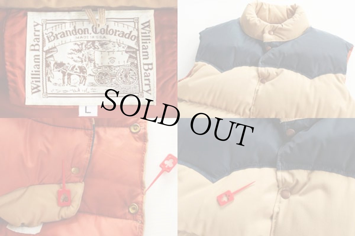 画像3: 70s William Barry ツートン ヨーク切り替え ダウンベスト L (3)