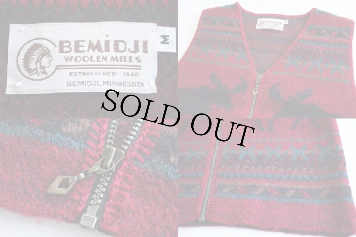 画像3: USA製 BEMIDJIベミジ ムース柄 ニットベスト M★鹿柄 (3)