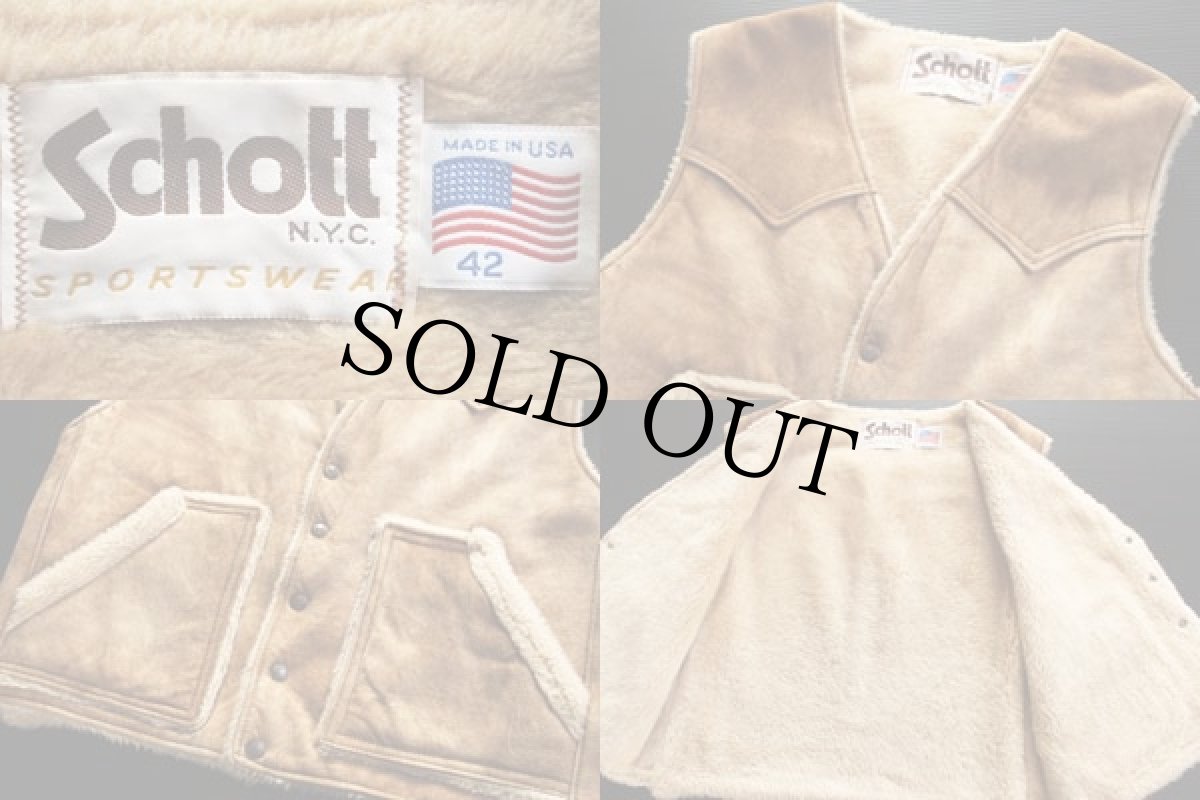 画像3: USA製 Schottショット リアル ムートンベスト 42 (3)