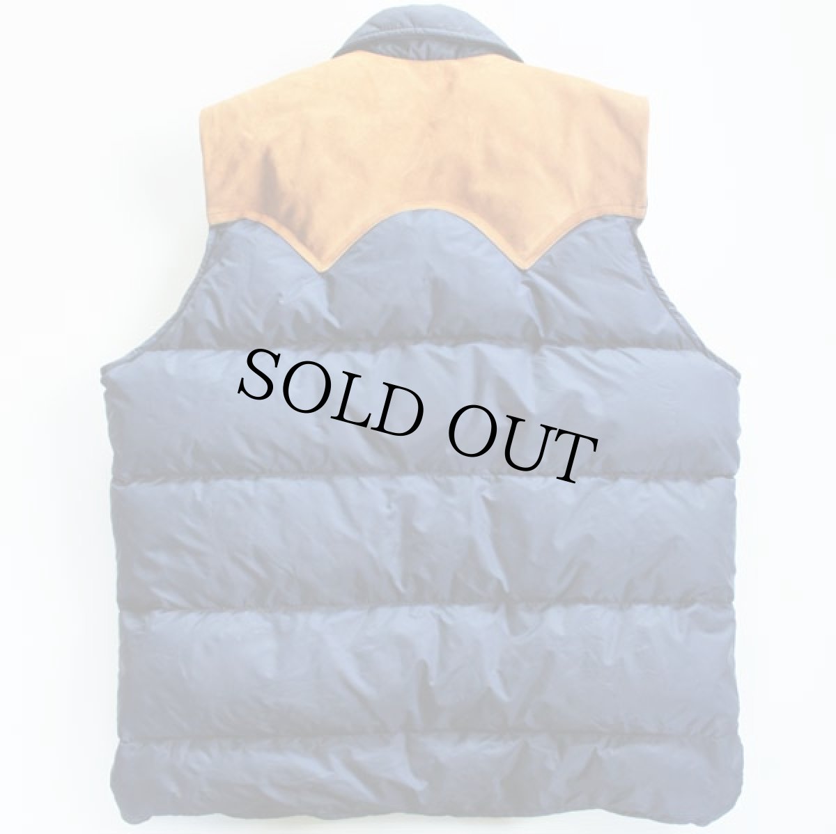 画像2: 70s Woolrichウールリッチ レザーヨーク切り替え ダウンベスト L 紺 (2)