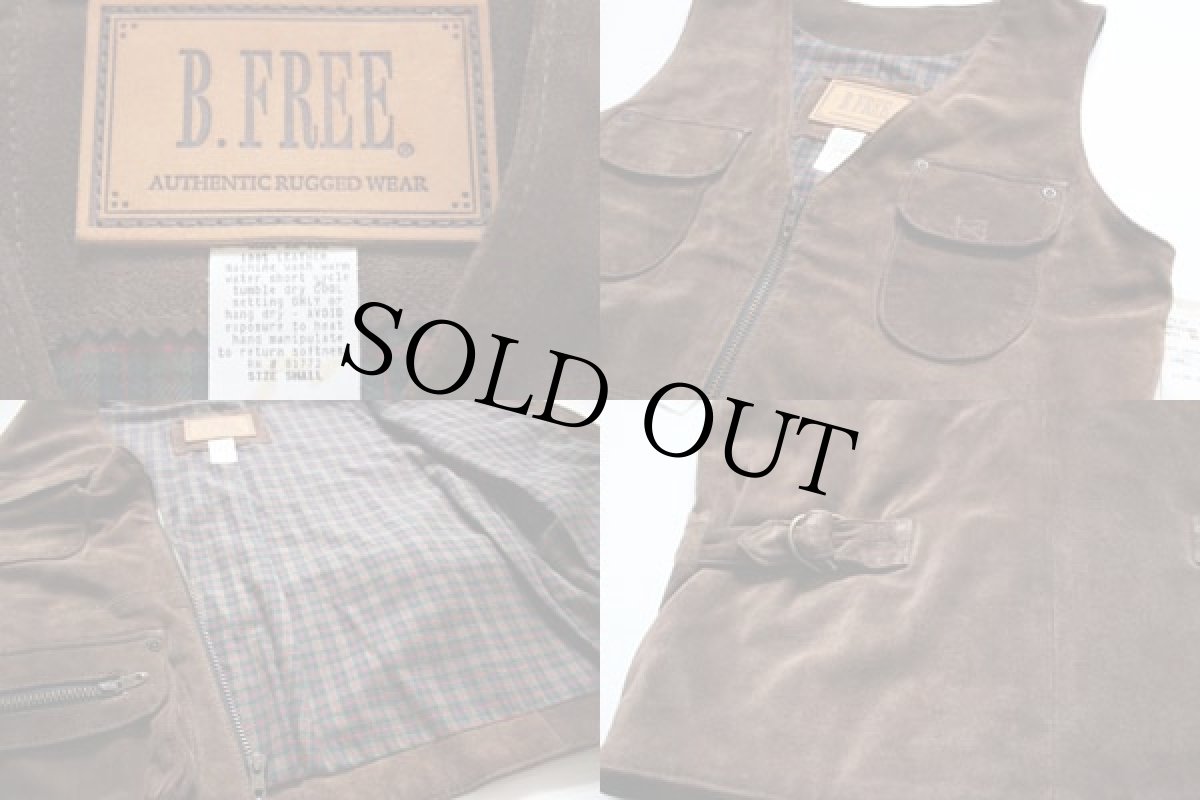 画像3: デッドストック★USA製 B.FREE ヌバック レザーベスト S (3)