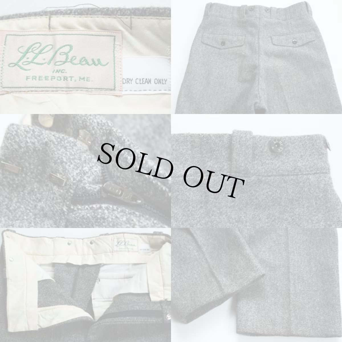 画像3: 70s L.L.Bean 筆記体タグ ウールパンツ ごま塩 w32 (3)