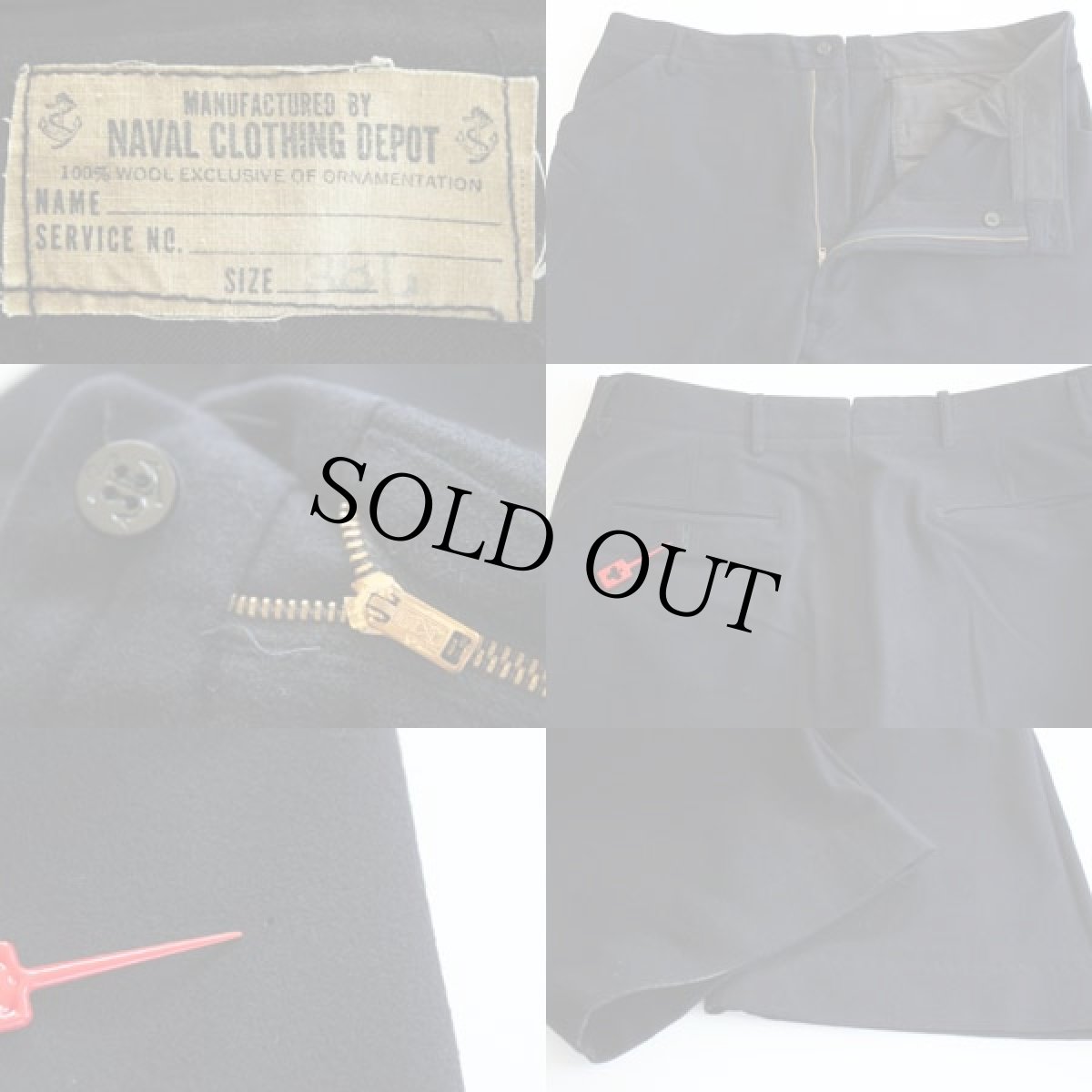 画像3: 50s 米軍 U.S.NAVY NAVAL メルトン ウール セーラーパンツ 濃紺 38L (3)