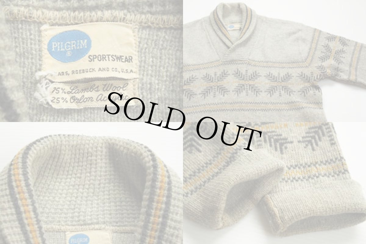 画像3: 60s SEARS PILGRIMピルグリム 雪柄 ショールカラー ニットセーター (3)