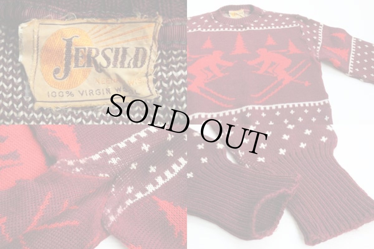 画像3: 50s JERSILD スキー柄 ジャガード ウールニット セーター (3)