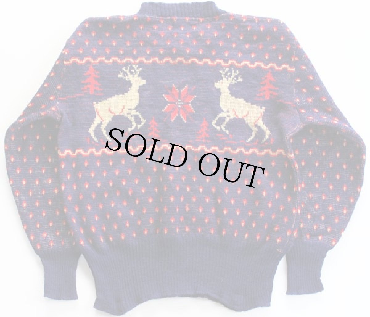 画像2: 40s Hrcher 鹿柄 ノルディック柄 ウールニット セーター (2)