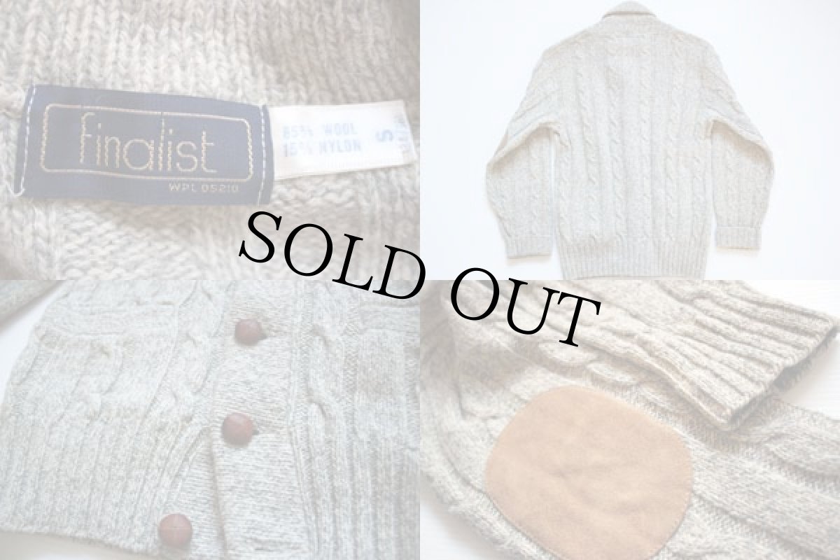 画像3: 80s USA製 finalist ショールカラー エルボーパッチ付き ウールニット カーディガン S (3)