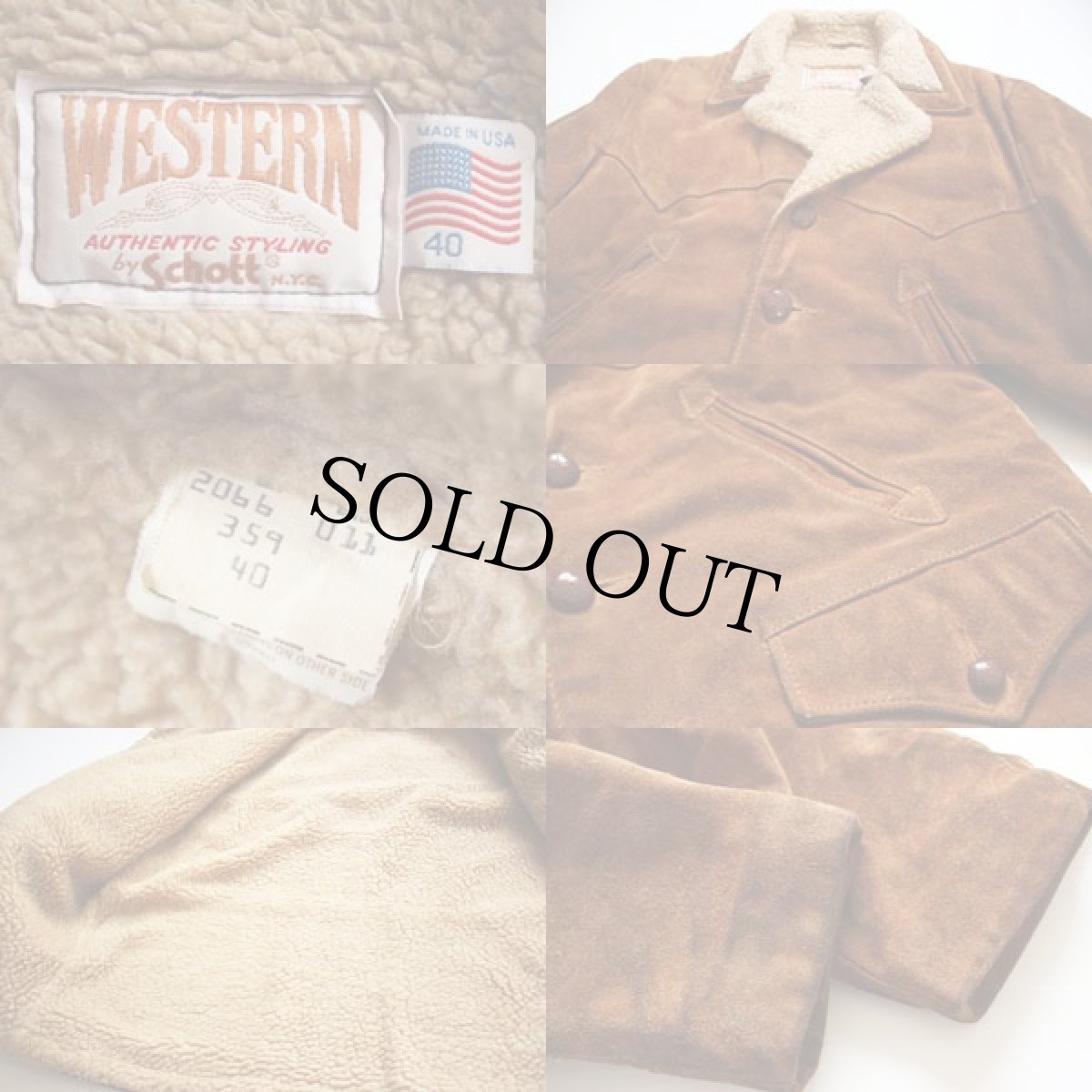 画像3: 80s USA製 Schottショット ボアライナー スエード ランチコート 40 (3)