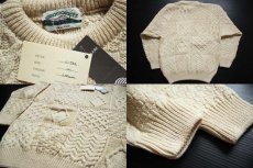 画像3: デッドストック★アイルランド製 aran crafts パネル切り替え ケーブル編み ウールニット セーター M (3)