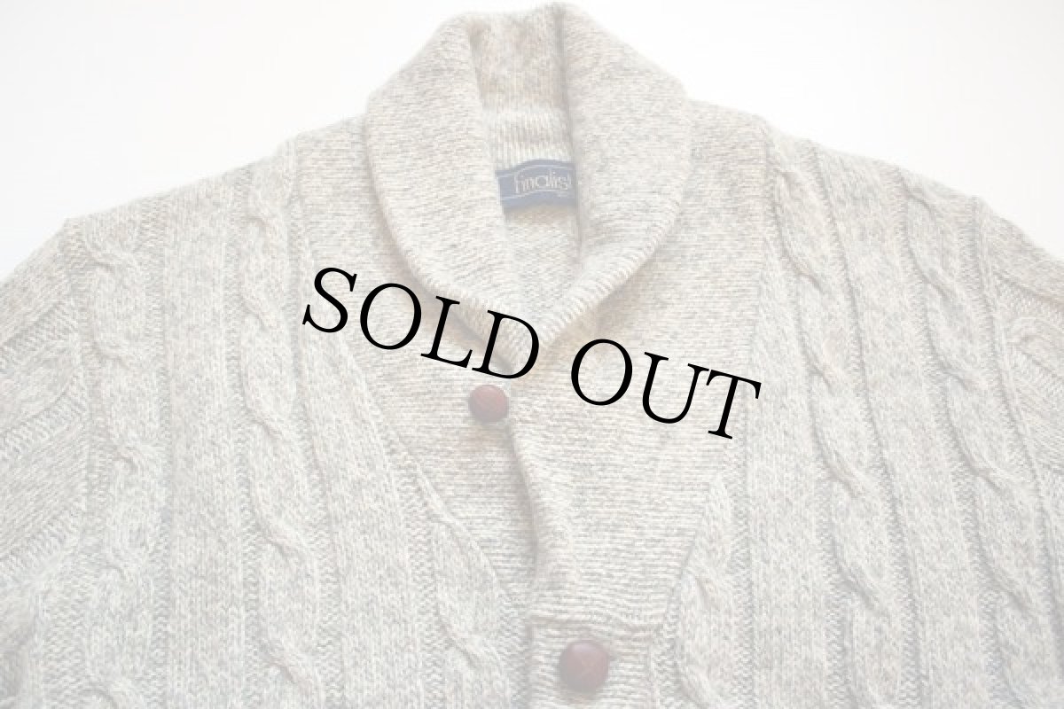 画像2: 80s USA製 finalist ショールカラー エルボーパッチ付き ウールニット カーディガン S (2)