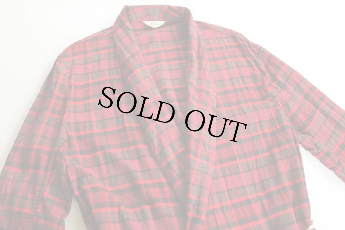 画像2: 50s Elite チェック ショールカラー レーヨン ガウン (2)