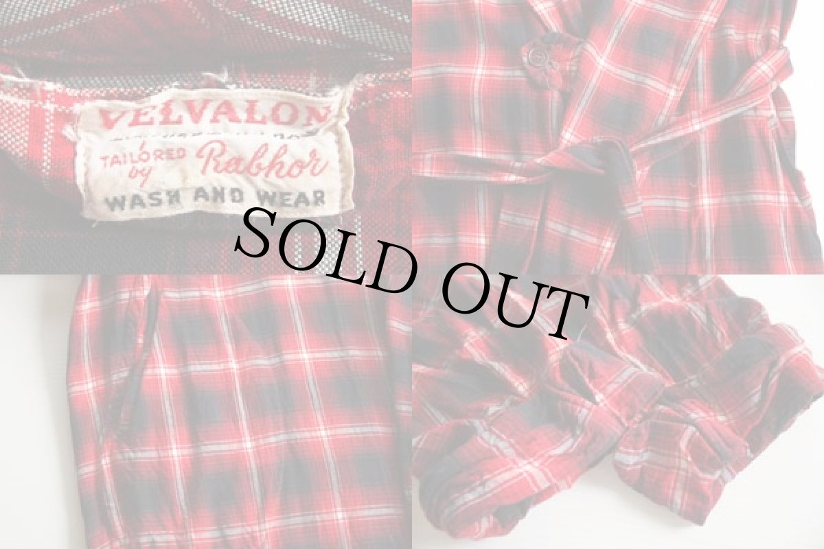 画像3: 50s VELVALON オンブレチェック レーヨン ガウン (3)