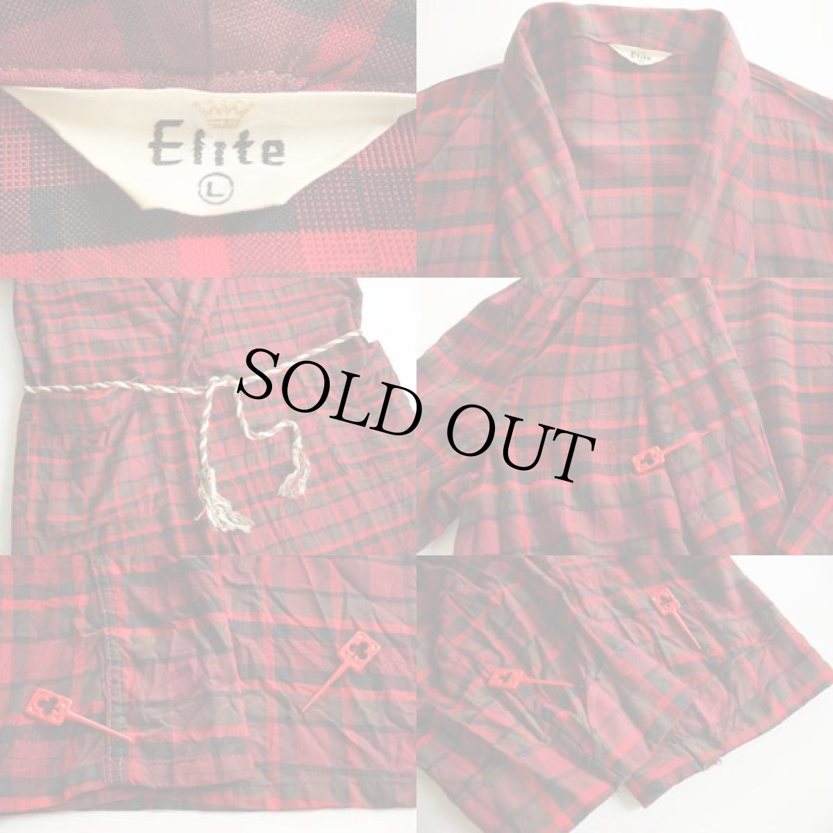 画像3: 50s Elite チェック ショールカラー レーヨン ガウン (3)