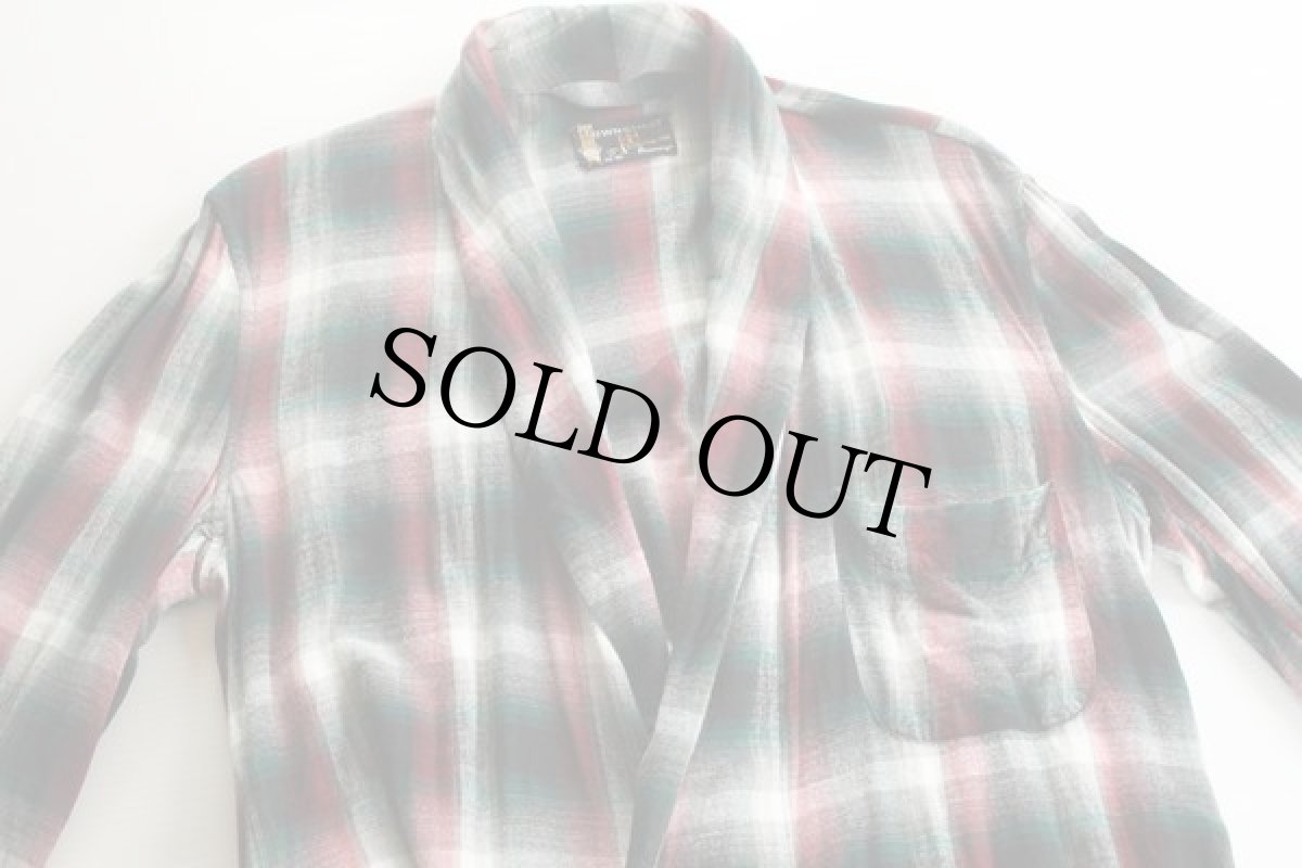 画像2: 60s Penneys TOWNCRAFT オンブレチェック レーヨン ガウン M (2)