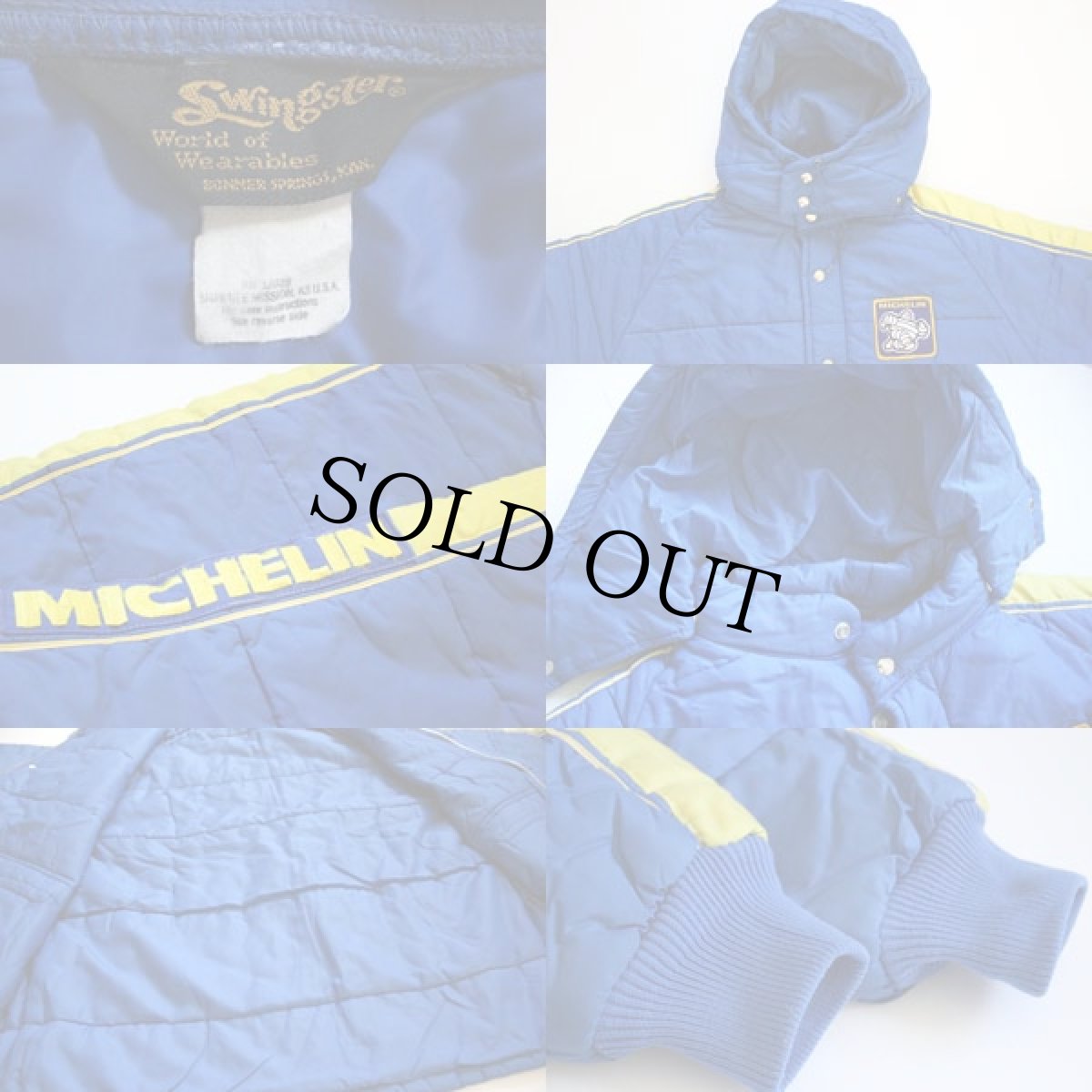 画像3: 70s Swingster MICHELIN ミシュランマン ビバンダム パッチ付き 中綿入り ナイロン レーシングジャケット フード付き 青 XL (3)