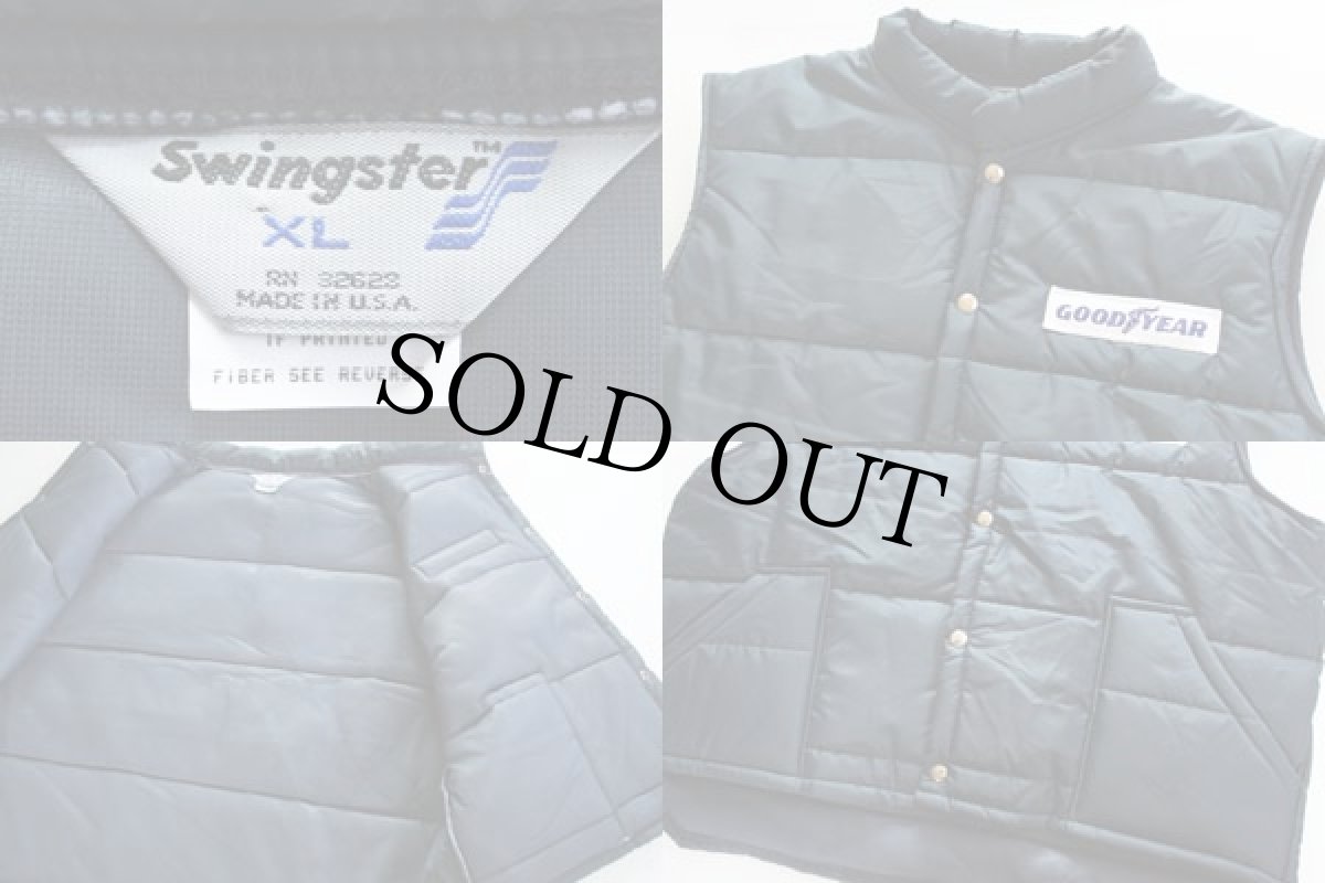 画像3: 80s Swingster GOODYEAR パッチ付き 中綿入り レーシングベスト 紺 XL (3)