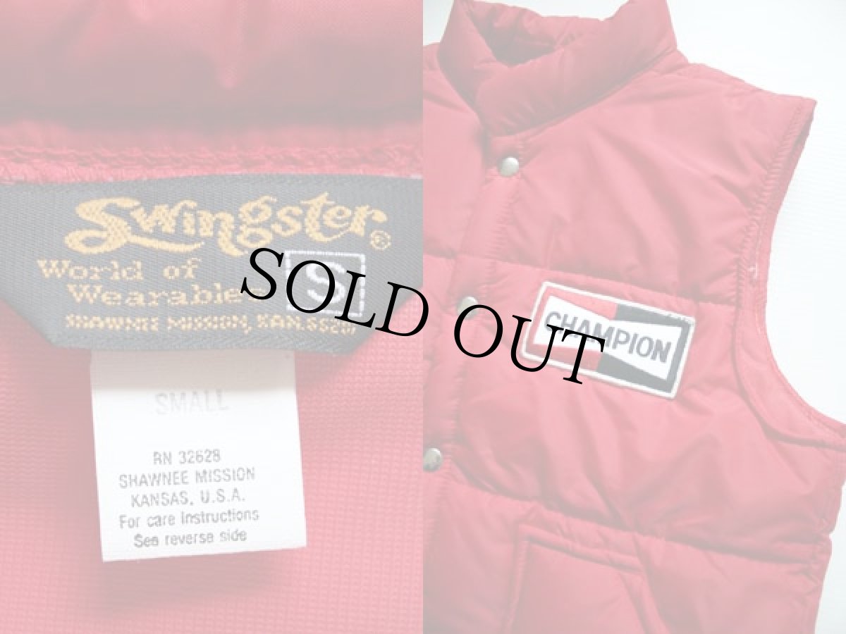 画像3: 70s Swingster CHAMPION SPARK PLUG チャンピオン プラグ パッチ付き 中綿入り ナイロン レーシングベスト 赤 S (3)