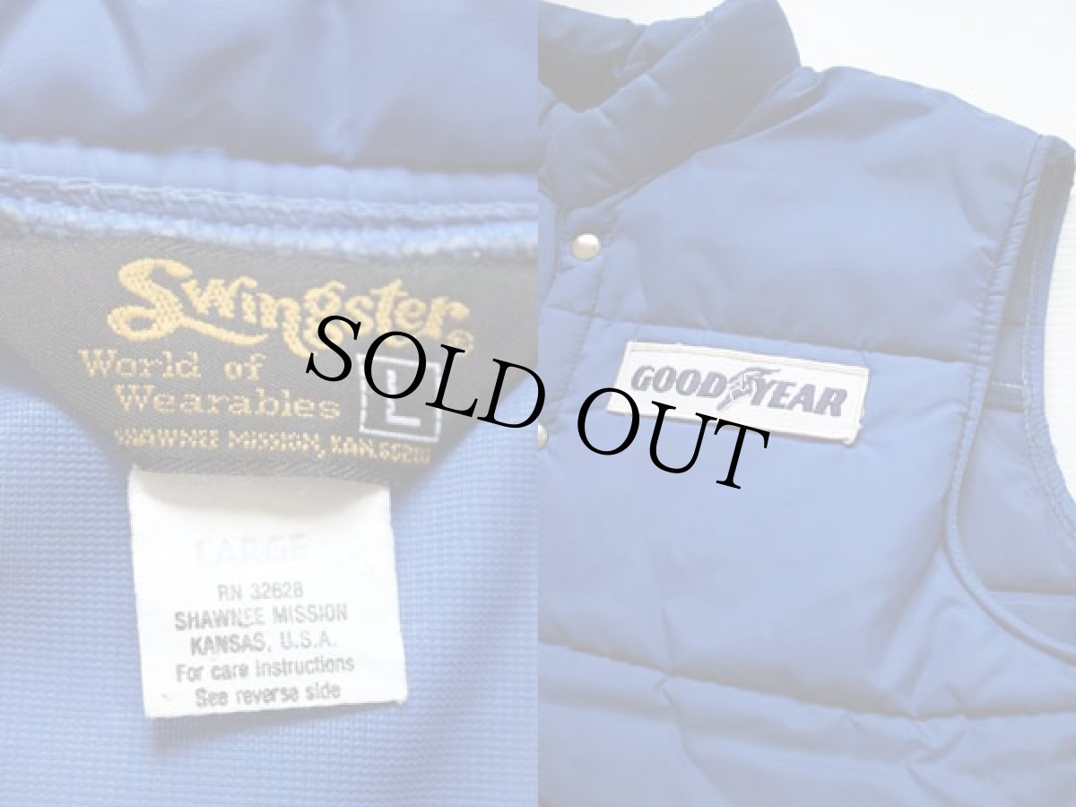画像3: 70s Swingster GOODYEAR パッチ付き 中綿入り レーシングベスト 青 L (3)