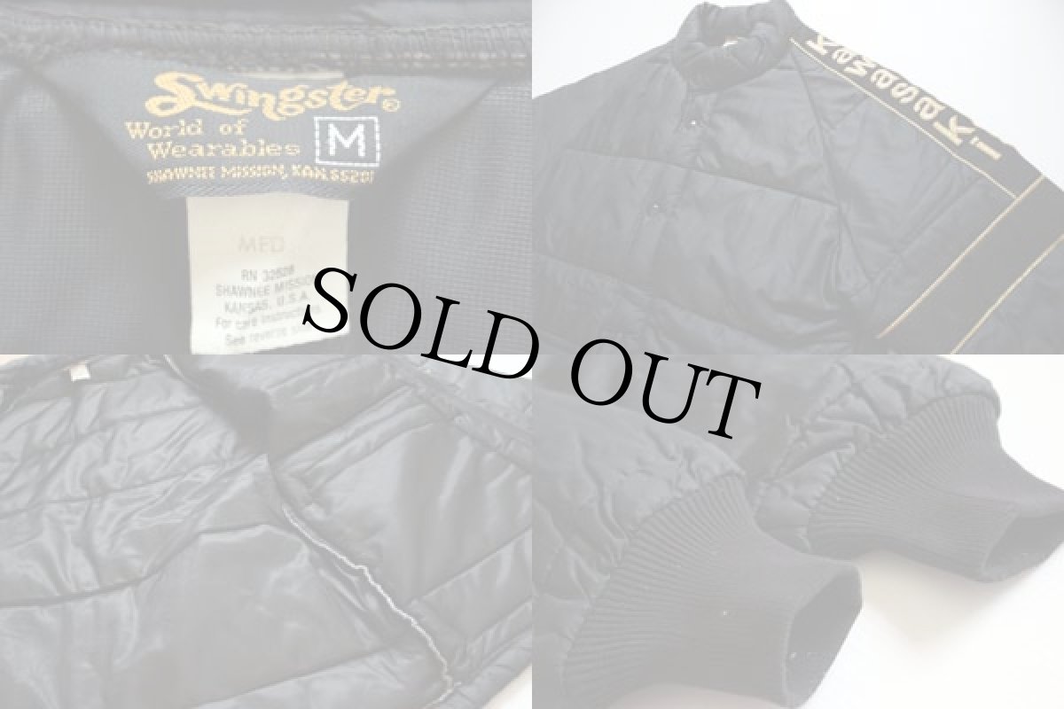 画像3: 70s Swingster Kawasakiカワサキ 中綿入り ナイロン レーシングジャケット 黒 M (3)