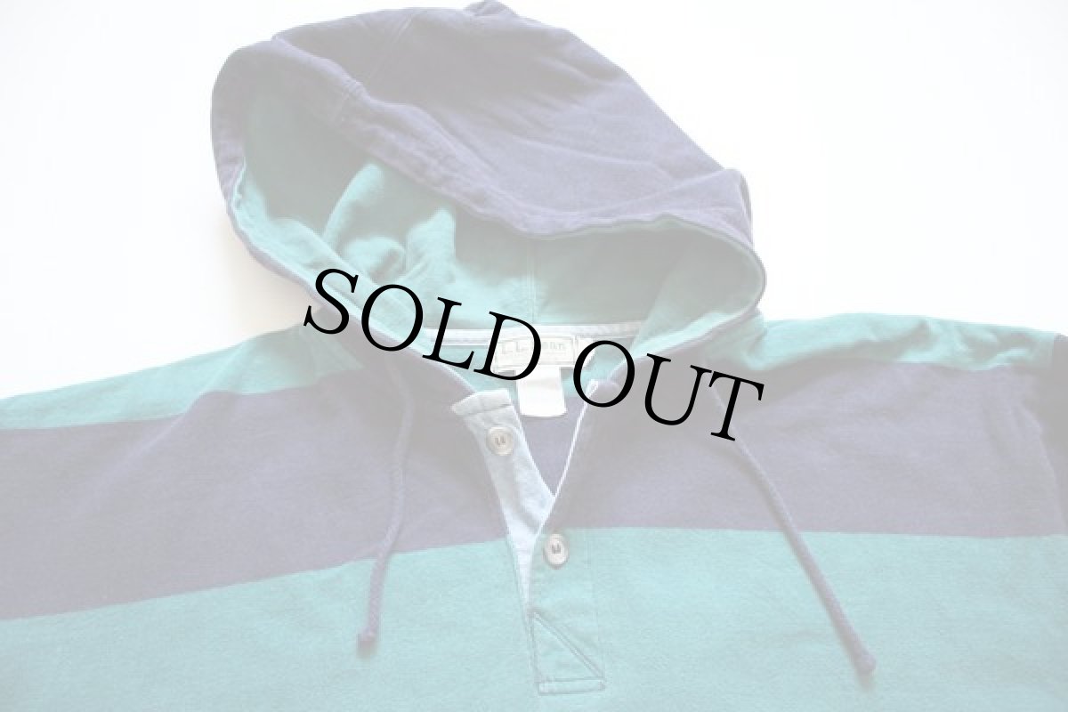 画像2: 80s USA製 L.L.Bean 太ボーダー コットン スウェットパーカー L (2)