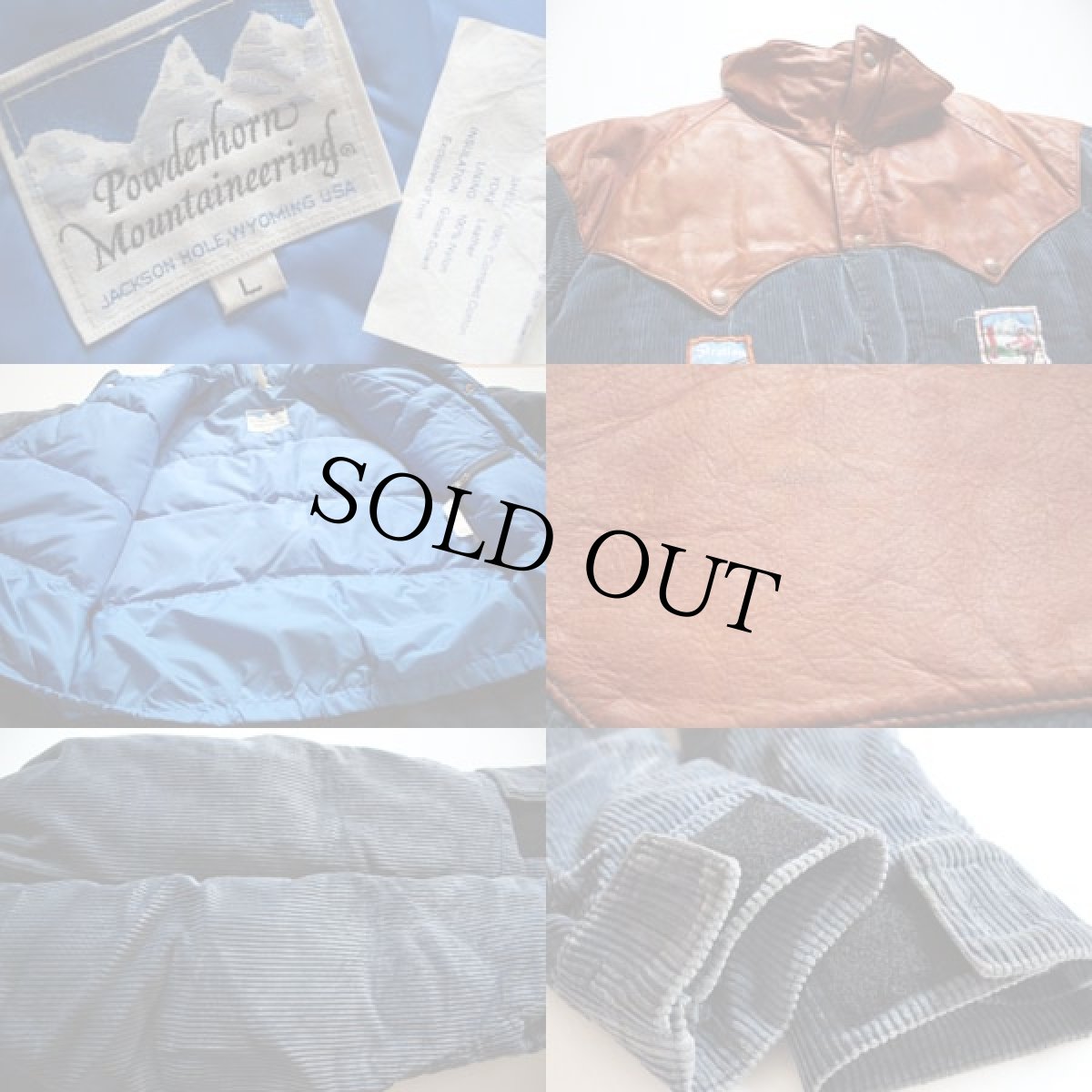 画像3: 80s Powderhorn Mountaineeringパウダーホーン パッチ付き レザーヨーク切り替え コーデュロイ ダウンジャケット 紺 (3)