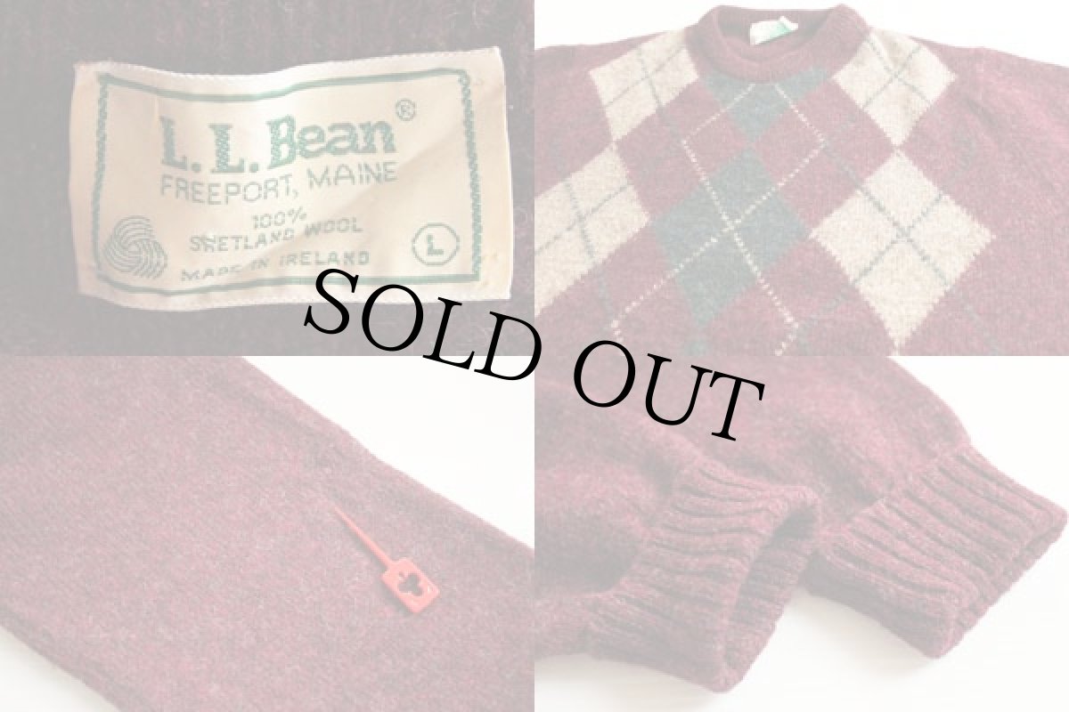 画像3: 80s アイルランド製 L.L.Bean アーガイル柄 ウールニット セーター L (3)