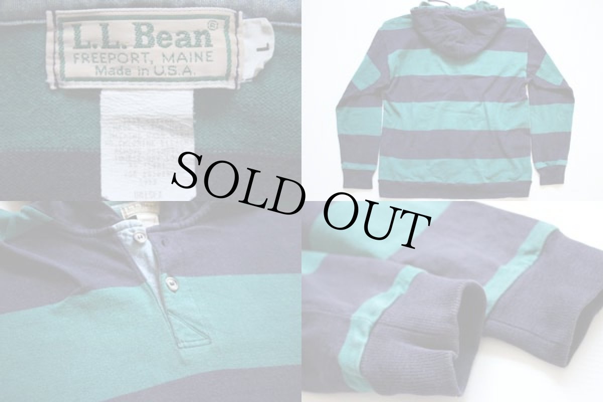 画像3: 80s USA製 L.L.Bean 太ボーダー コットン スウェットパーカー L (3)