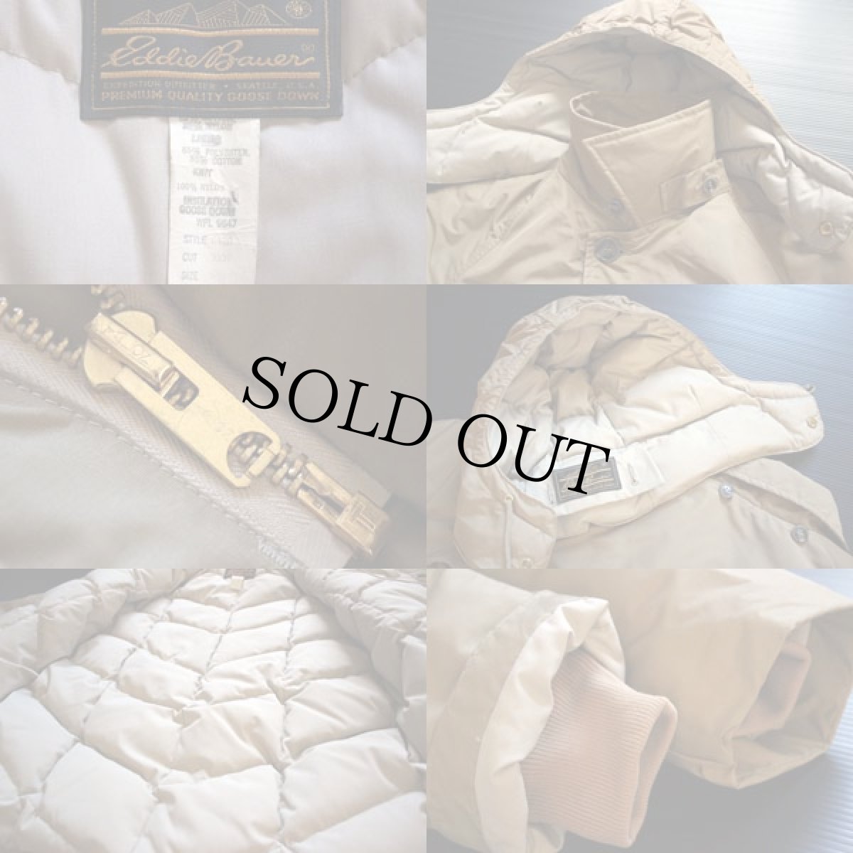 画像3: デッドストック★70s EddieBauerエディーバウアー フード付き ダウンジャケット カーキ S★パーカー (3)