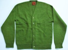 画像1: 70s Sears KINGS ROAD モヘヤ ニット カーディガン 緑 L (1)