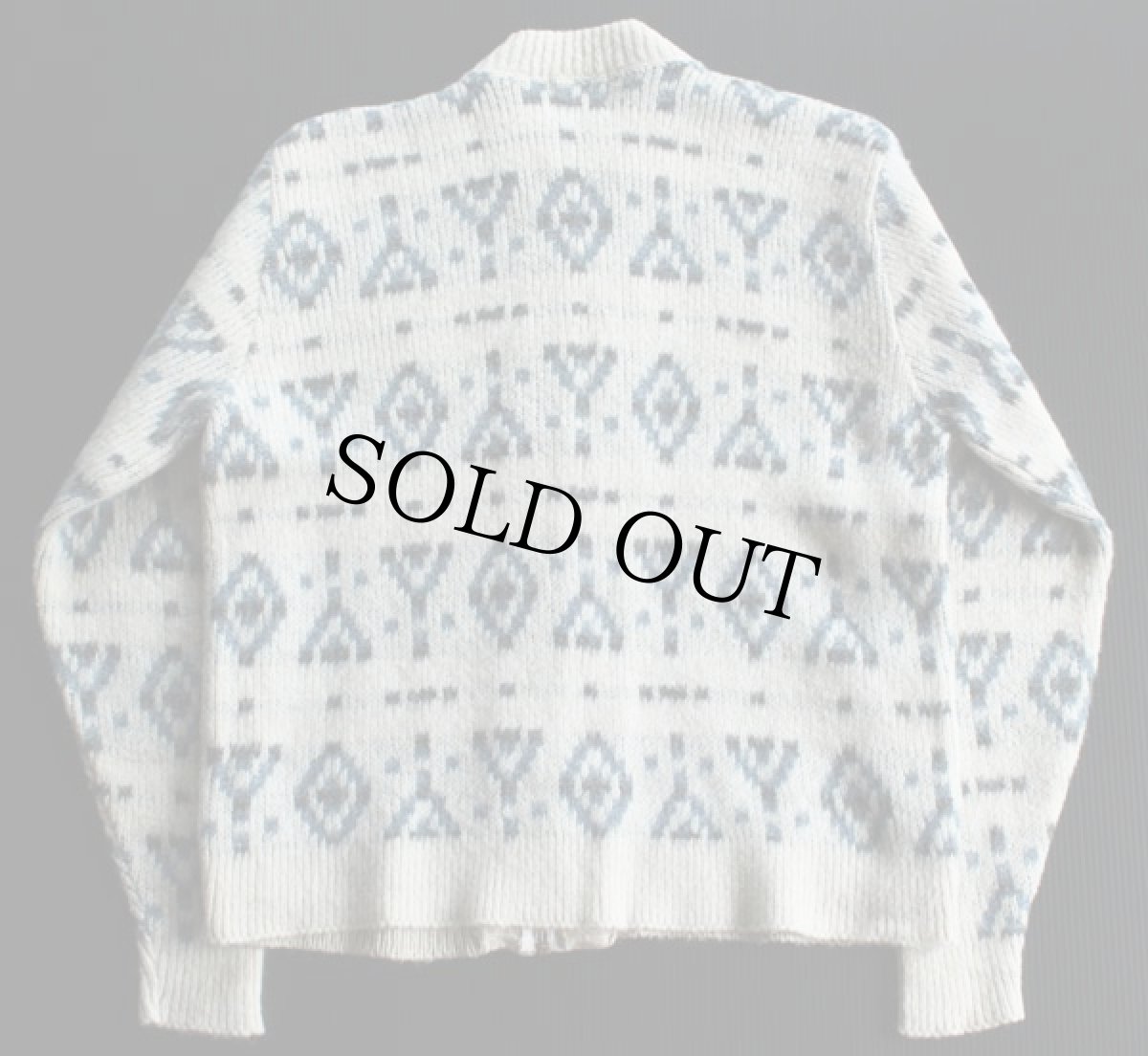 画像2: 60s SEARS 総柄 ラムウール×アクリル×モヘヤ ニット フルジップ セーター L (2)