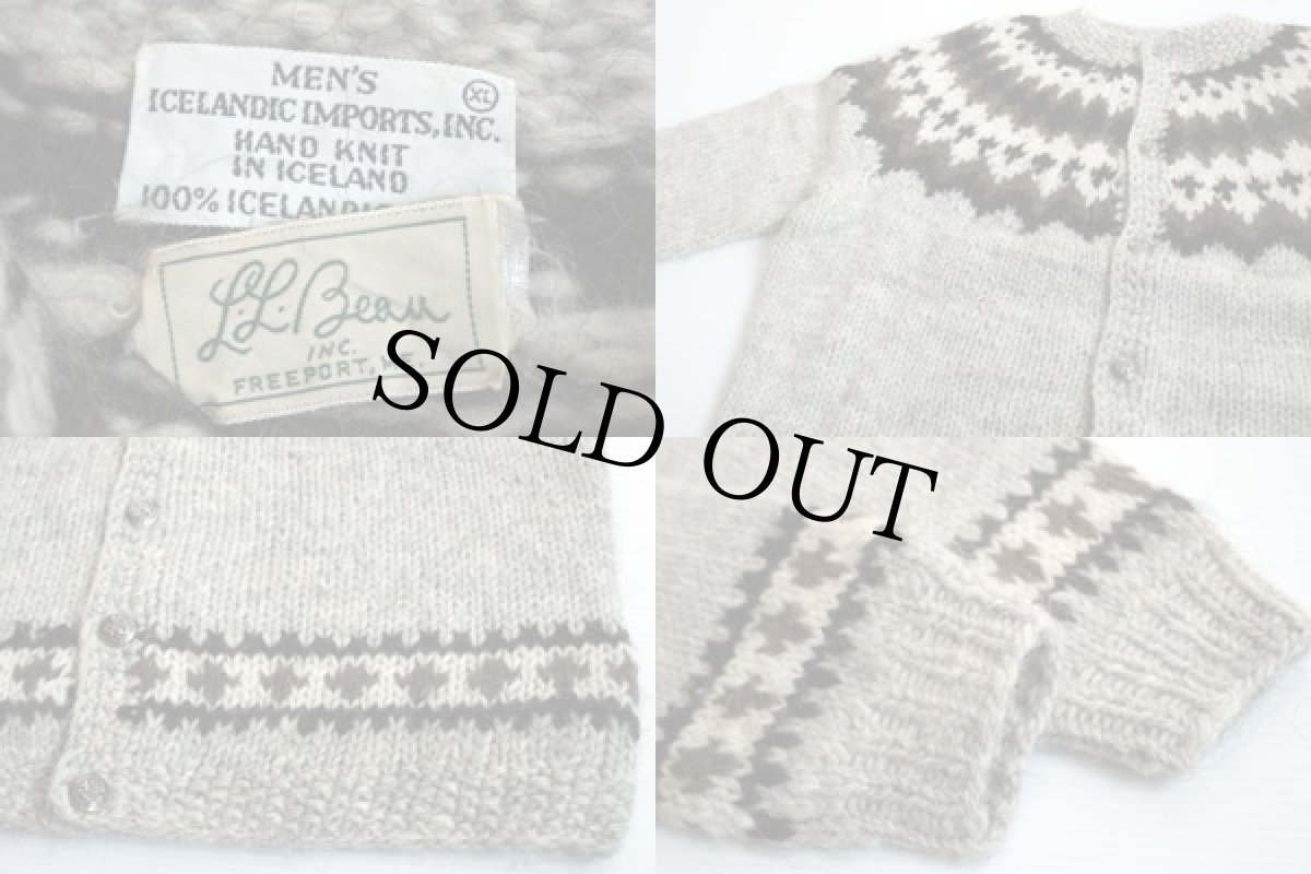 画像3: 60s L.L.Bean 筆記体タグ 丸ヨーク ノルディック柄 ウール ハンドニット カーディガン XL (3)