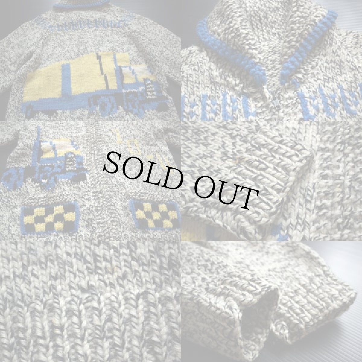 画像3: 70s コンボイ トラック柄  ウール カウチンセーター (3)