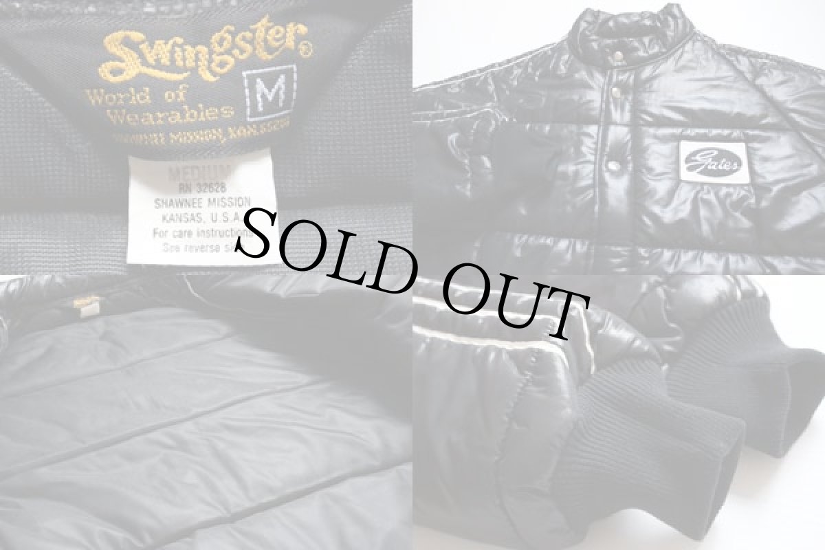 画像3: 70s Swingster パッチ付き 中綿入り ナイロン レーシングジャケット 黒 M (3)