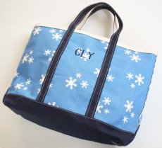 画像1: USA製 L.L.Bean BOAT AND TOTE 雪柄 キャンバス トートバッグ (1)