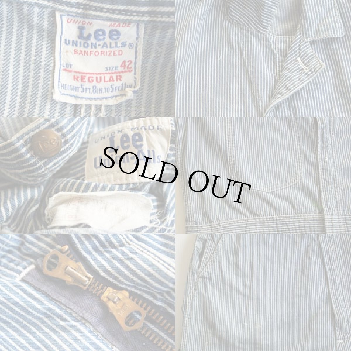 画像2: 50s Lee ロングL ヒッコリー オールインワン 42R★つなぎ (2)