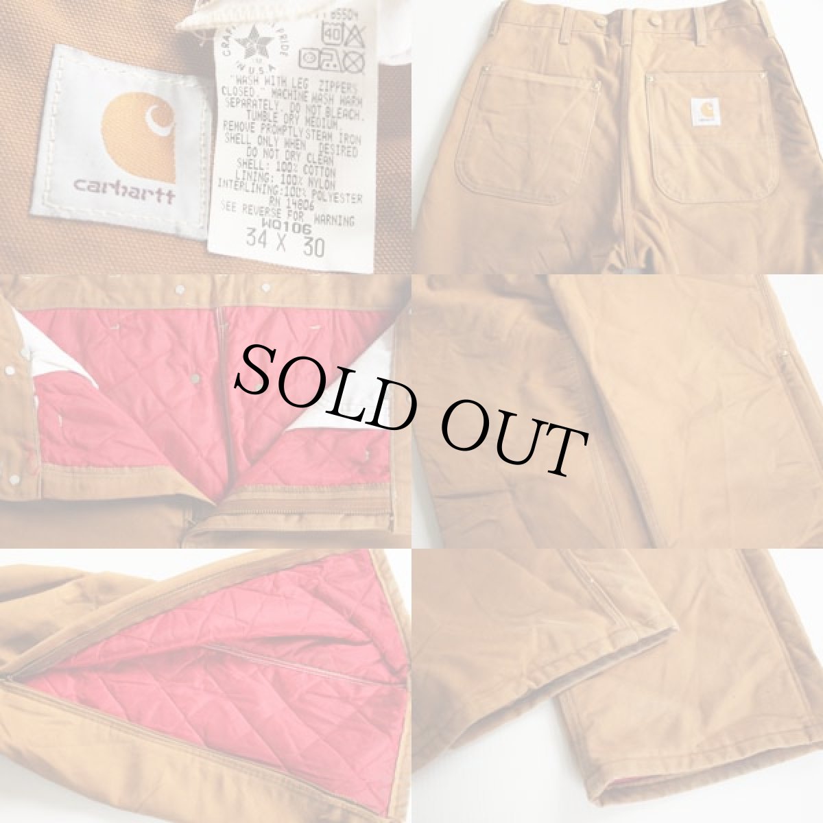 画像3: 80s USA製 carharttカーハート キルティングライナー ダック地 ペインターパンツ w34 (3)
