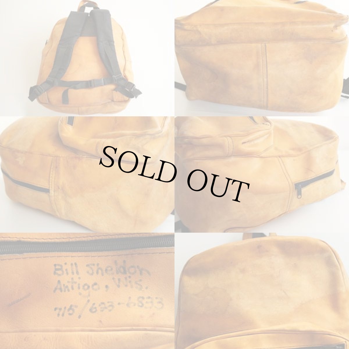 画像2: 80s UNKNOWN オールレザー リュックサック (2)