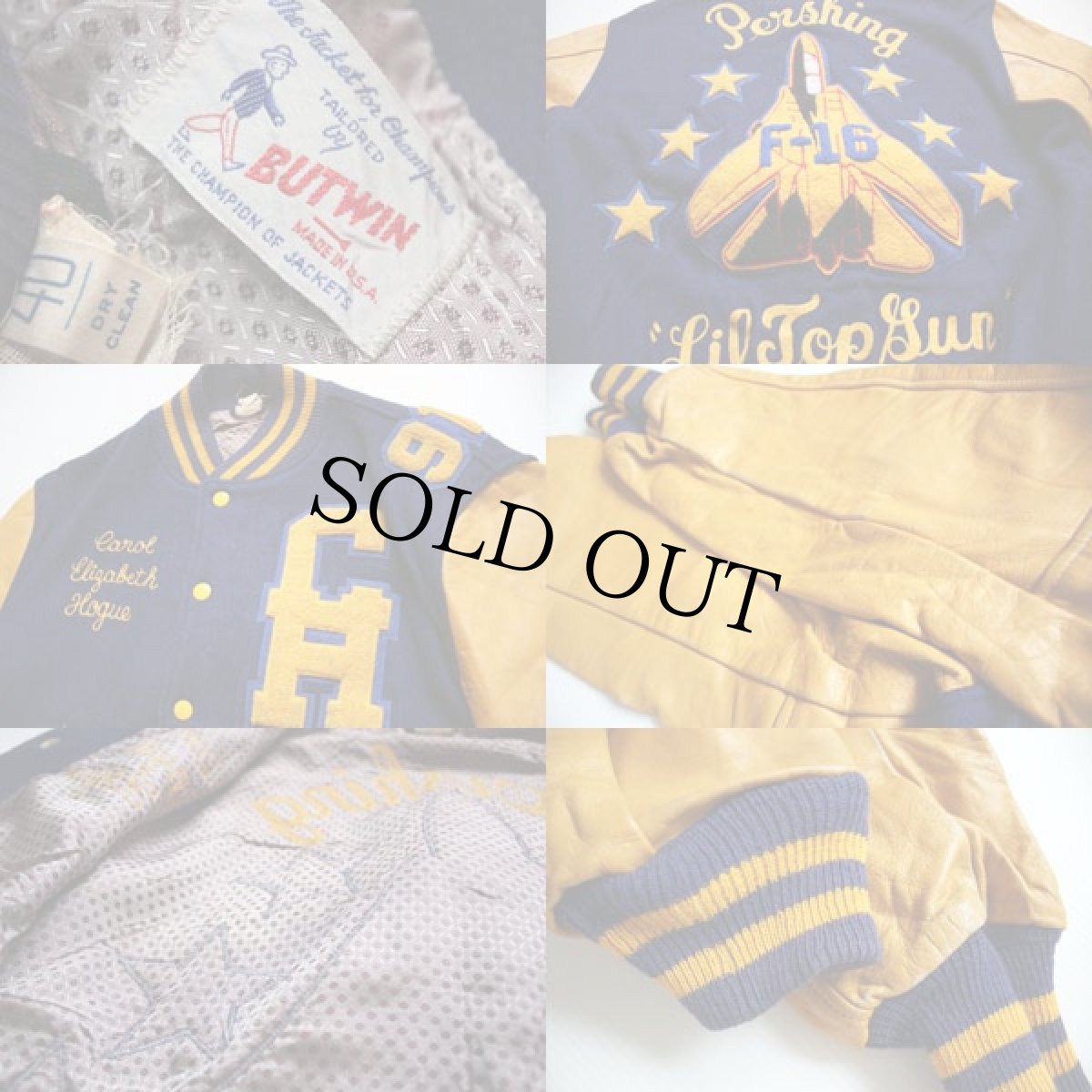 画像3: 70s USA製 BUTWINバトウィン F-16 チェーン刺繍 メルトン ウール 袖革スタジャン 40 (3)