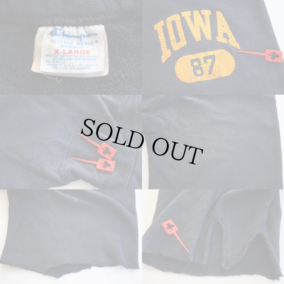 画像3: 80s USA製 Championチャンピオン IOWA リバースウィーブ カットオフ スウェットパンツ 紺 XL (3)